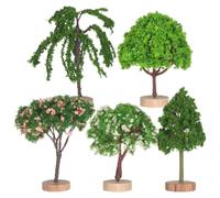 Housoutil 5 Pezzi Alberi in Miniatura per Paesaggi Decorativi, Modello Realistico in Plastico e Legno, Decorazione Versatile e Resistente per Spazi Retail e Uffici