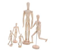 Housoutil 5 Pezzi Manichini Snodabili in Legno con Supporto Modelli Articolati per e Studio Proporzioni Umani Manichino Artistico Flessibile per Apprendimento Creativo e Decorazione