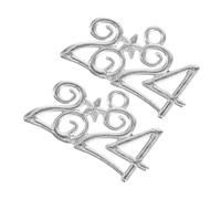 Housoutil 50 Pezzi Ciondolo 2024 anello pendente accessori gioielli Charm per bracciale fascino dell'anno collana bracciale 2024 ciondoli artigianato fai da te che fa ciondoli lega Silver