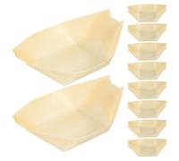Housoutil 50 Pezzi Snack in Legno Biodegradabili, Ciotola a Forma di Barchetta Beige, Salvaspazio per Conservazione Alimenti e Preparazione Pasti