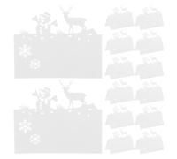 Housoutil 50 Segnaposti Natalizi, Biglietti da Tavola a Forma di Renna e Pupazzo di Neve, 10 x 8,4 x 5 cm, Bianco, per Decorazioni di Natale e Cene Festive