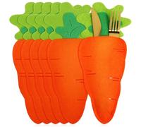 Housoutil 6 Pezzi Buste Porta Posate Forma di Carota per Pasqua Sacchetti Porta Forchetta e Coltello in Feltro Leggero Custodia Tavola Decorativa per Casa e Ristorante Design Festivo