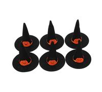 Housoutil 6 Pezzi Mini Cappelli Strega in Feltro Nero per Halloween, Decorazioni Versatili e Riutilizzabili per Bambole e Bottiglie, Piccola per Feste a Scuola e Halloween