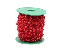 Housoutil 60m Ghirlanda di Perle Artificiale in Catena di Perline per Fai da Te Bouquet da Sposa Decorazioni Nuziali Accessori Fai da Te per Gioielli Rosso