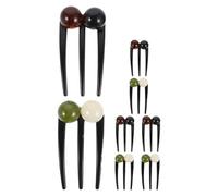 Housoutil 8pezzi Forcine per Chignon in Stile Cinese Forma di U Perline Verdi e Marroni Clip per Capelli in Plastica Leggera Punte per Raccolti Sicuri Accessori per Capelli Vintage