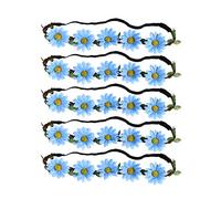 Housoutil Accessori per Chioma a Forma di Girasole Blu 5 Pezzi Fasce Floreali Boho per Pool Party e Feste a Tema Hawaiano