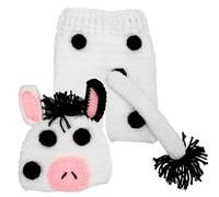 Housoutil Cappello e Pantaloni per Ragazzo Ragazza Ragazza Lavorati Maglia Accessorio Fotografico Forma di Mucca Vestito per Fotografia Neonatale per Compleanni e Festività