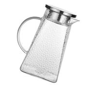 Housoutil Caraffa in Vetro 1,5l con Coperchio Design Portatile per Acqua Fredda e Succhi, Contenitore Pratico per Uso Domestico e Ristorante