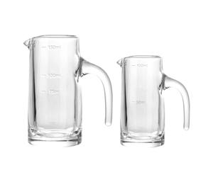 Housoutil Caraffe Graduate in Vetro 100Ml e 150Ml Bicchieri Graduati per Liquori e Vino Decanter per Misurazione e Servizio in Casa Bar e Ristoranti Set da 2 Pezzi Trasparenti Fondo