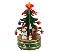 Housoutil Carillon Natalizio Fai da Te, Carillon Rotante in Legno a Forma di Albero di Natale, Ornamento Musicale a Carica per Decorazioni Natalizie (18 Cm, Verde)
