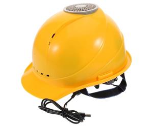Housoutil Casco di Sicurezza USB Ventola Integrata, Cappello da Costruzione Raffreddante Giallo Protezione Solare, Ventilatore Portatile per Edilizia e Lavori Estivi di Ristrutturazione