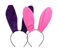 Housoutil Cerchietto Orecchie Coniglio 2 Pezzi per Feste Fascia Chioma Donna Porpora e Rosa Alta Elasticità Accessori Decorativi Adorabili