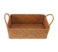 Housoutil Cestino Portaoggetti Intrecciato Rettangolare in Alga Marina | Design Rustico Boho Nordico, Struttura Aperta Leggera, per Giocattoli e Asciugamani, Cucina Bagno Vanity