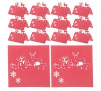 Housoutil Christmas Place Cards, 50pcs Reindeer Snowman Cutout Paper Tent Cards, Red Xmas Dinner Decorations for Holiday Party Table Settings