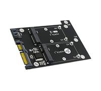 Housoutil Convertitore Doppio Msata a Doppio Interfaccia Serial Ata 3.0 in Metallo con Connessione SSD Duale e LED Blu, senza Driver Software, Accessorio per Computer Desktop
