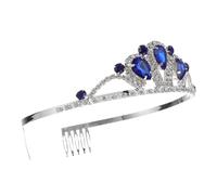 Housoutil Corona Diadema Cristalli Blu in Lega di Zinco Due Pettini per Chioma, Elegante e Adatta a Compleanni e Anniversari per Donne e Ragazze