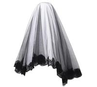 Housoutil Corto da Sposa Gotico Nero in Garza Leggera Texture Liscia per Festa di Halloween e Performance Sceniche