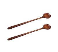 Housoutil Cucchiaio da Tè in Legno Classico 2 Pezzi Manico lungo 28 Cm, Mestolo Sottile per Mescolare Zuppa e Caffè, Utensile Resistente per Pentole Calde e Cucina Quotidiana
