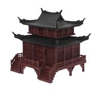 Housoutil Decorazione Miniatura Pagoda Asiatica in Plastico Marrone per Acquari e Bonsai Design a Doppio Habitat, Resistente per Interni e Studi Zen