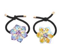 Housoutil Elastici per Chioma a Forma di Fiore Cristalli Scintillanti Set 2 Pezzi Strass Decorativi Elastici per Coda di Cavallo Antiscivolo Neri e Color Oro Chiaro Accessori Leggeri e