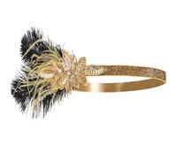 Housoutil Fascia Capelli Elastica Donna Vintage con Piume Strass e Paillettes Accessorio Anni Venti per Feste Matrimoni e Costume