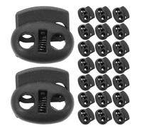 Housoutil Fermacorda a Molla Doppio Foro 250 Pezzi, Fermagli per Coulisse Regolabili in Plastica Nera, Blocco Cordini per Abbigliamento, Scarpe, Zaini e Accessori Outdoor