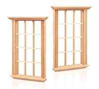 Housoutil Finestre in legno per mobili in miniatura: 2 pezzi Mini finestra telaio modello 1: 12 scala miniature finestra in legno - mini tapparelle fai da te accessori artigianali per case delle