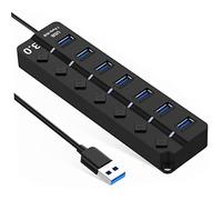 Housoutil Hub USB Porte Adattatore USB per Laptop Interface Multiple Collegamento Facile Mouse Drive Controllo Individuale Alimentazione Luce LED Visibile