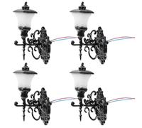 Housoutil Lampada Da Parete per Casa Delle Bambole, 4 Pezzi Lampada Da Parete Micro LED 1:87, Lampione Stradale Retrò in Miniatura per Casa Delle Bambole