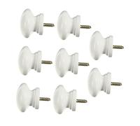 Housoutil Manopole per Porte Rotonde in Legno Bianco 8 Pezzi, Maniglia Pratica e Facile da Installare per Mobili e Armadi