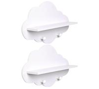 Housoutil Mensola Galleggiante in Legno 2 Pezzi Ganci Portaoggetti Scaffale da Parete per Bagno Cucina e Cameretta Organizer per Shampoo e Utensili da Doccia