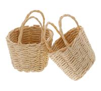 Housoutil Mini Cestini Intrecciati con Manico Mini Cesti Decorativi in Rafia 4X3X3 CM Piccoli Cestini per Decorazioni Fotografiche e Fai-da-Te Set da 2 Pezzi per Uso Creativo e