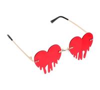 Housoutil Occhiali da Sole a Cuore Lacrime senza Montatura, Rosso, Pc, Leggeri e Flessibili, per Feste e Fotografia, Accessorio Divertente per Photobooth