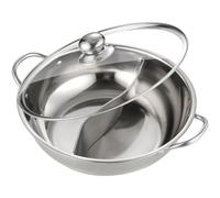 Housoutil Pentola in Acciaio Inossidabile per Hot Pot Due Sapori con Manici e Coperchio, Riscaldamento Uniforme per Riunioni di Famiglia e Uso Domestico
