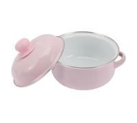 Housoutil Pentola Smaltata Doppio Manico 1.1L Casseruola in Smalto Con Coperchio 6.3 Pollici Isolamento Termico E Manici Antiscivolo Adatta Per Zuppe Porridge E Noodles