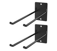 Housoutil Porta Attrezzi da Parete in Ferro Nero 2 Pezzi, Organizer per Scope e Tubazioni Resistente alle Intemperie, Soluzione Salvaspazio per Esterni e Capanni