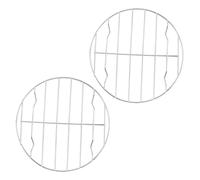 Housoutil Set 2 Griglie in Acciaio Resistente 22 CM per Barbecue Supporto per Alette di Pollo e Pizza Resistente al Calore e Facile da Pulire Accessorio Pratico per Grigliare in Famiglia