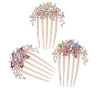 Housoutil Set 3 Pettini per Chioma da Donna Strass Colorati Fermagli Laterali Decorativi per Sposa e Ragazze Accessori Leggeri per Acconciature da Festa e Uso Quotidiano