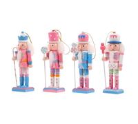 Housoutil Set 4 Pezzi Decorazioni Natalizie a Forma di Schiaccianoci in Legno Figure Ornamentali da Appendere e Centrotavola per Festa Statuine Soldatini Schiaccianoci per Decorazioni