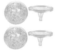 Housoutil Set 4 Pezzi Sfere di Vetro Decorative Trasparenti da 5 Cm Supporto in Plastica, Elementi D’arredo per Casa, Ufficio e Negozi, Decorazioni a Sfera Rotonda da Tavolo