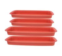 Housoutil Set 4 Vassoi Rettangolari per Piante in Plastica Sottovasi Lunghi Antigoccia con Vaschette di Raccolta Acqua Portavasi per Interno ed Esterno Colore Rosso Mattone Dimensioni