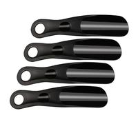 Housoutil Set 4pz Calzascarpe in Plastica Nera Compatti e Resistenti, Strumenti di Sollevamento Scarpe per Anziani, per Viaggi e Uso Quotidiano