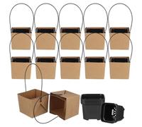 Housoutil Set da 12 Mini Vasi per Piante Succulente in Plastica Leggera con Sacchetti in Carta Kraft e Fori di Drenaggio Vasi Compatti per Decorazioni da Interno e Bomboniere per Matrimoni