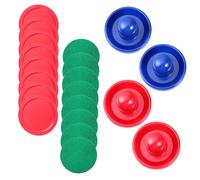 Housoutil Set da 12 Pezzi Accessori Ricambio per Air Hockey Tavolo, Spingitori e Dischi in Plastica da 64mm e 96mm, Ergonomici per Gioco Famiglia e Divertimento Sala Giochi