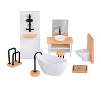 Housoutil Set da Bagno per Casa Delle Bambole, di Bagno con Doccia in Miniatura in Scala 1:12, Accessori per Mobili per Casa Delle Bambole per Lavandino, Doccia, Wc, Vasca da, Sgabello