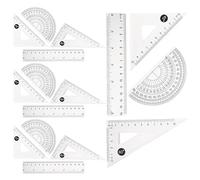 Housoutil Set di 4 righelli da disegno in plastica trasparente, strumenti di misurazione per geometria scolastica, disegno tecnico, righello accurato per studenti e insegnanti per progetti artistici e