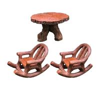 Housoutil Set di Mobili da Giardino Tavolo Rotondo in Miniatura in Resina e Sedia a Dondolo Resistenti alla Deformazione, Decorazione Paesaggistica e Fatati