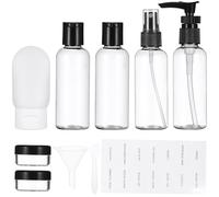 Housoutil Set Flaconi da Viaggio per Articoli da Toeletta 80 Ml, Contenitori Shampoo e Balsamo Ricaricabili Pompa e Spray, Borsa Portatile Anti-perdita per Cura della Pelle in Viaggio