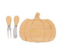 Housoutil Set Tagliere in Bambù a Forma di Zucca Piccolo per Formaggi e Salumi con Coltello Vassoio Portatile per Servire Snack Autunnali Centrotavola per Feste di Halloween e