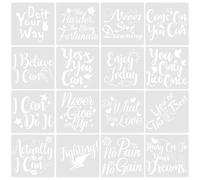Housoutil Stencil da Disegno Riutilizzabile 16 Pezzi in Plastica per Pittura DIY Parole Ispiratrici Bianco per Progetti Creativi Natalizi